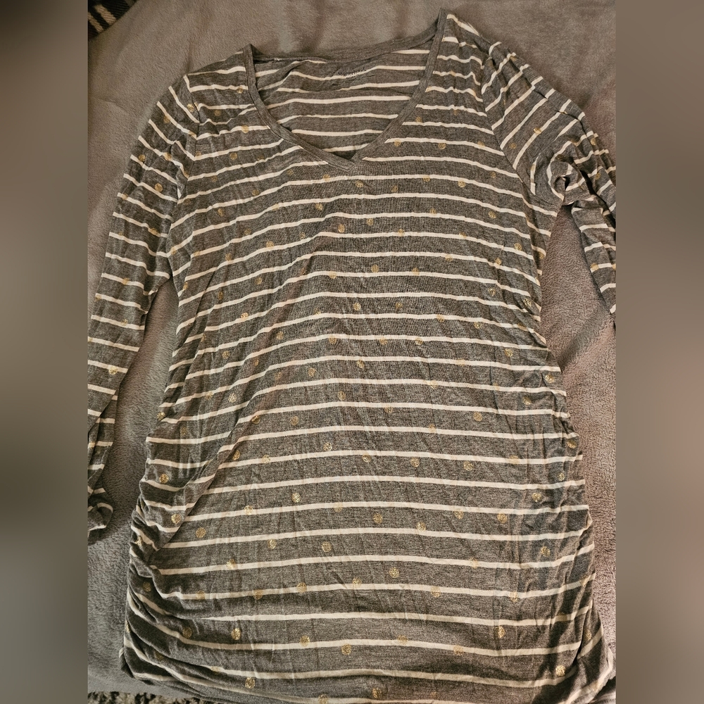 Motherhood Gray and White Striped Top